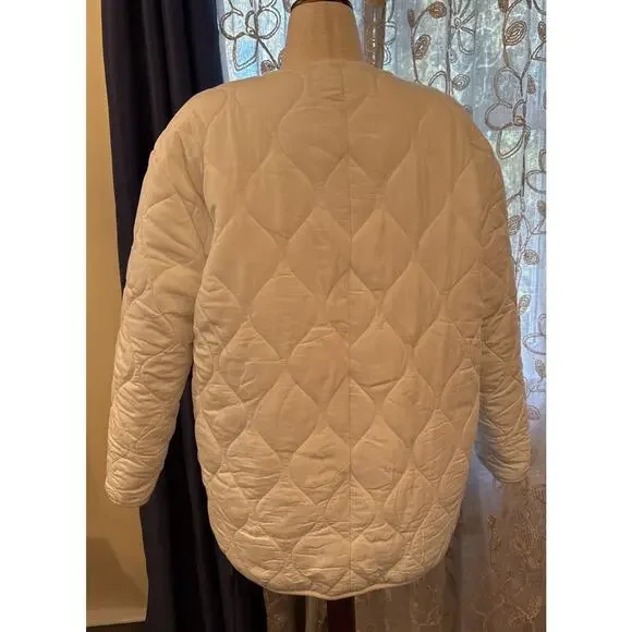 Haven Well Within Talbots White/ Ivory Reversible Sherpa Quilted Jacket Size L - Picture 3 of 9